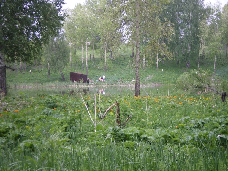 67. Спускаемся к пруду - народу - человек тридцать
